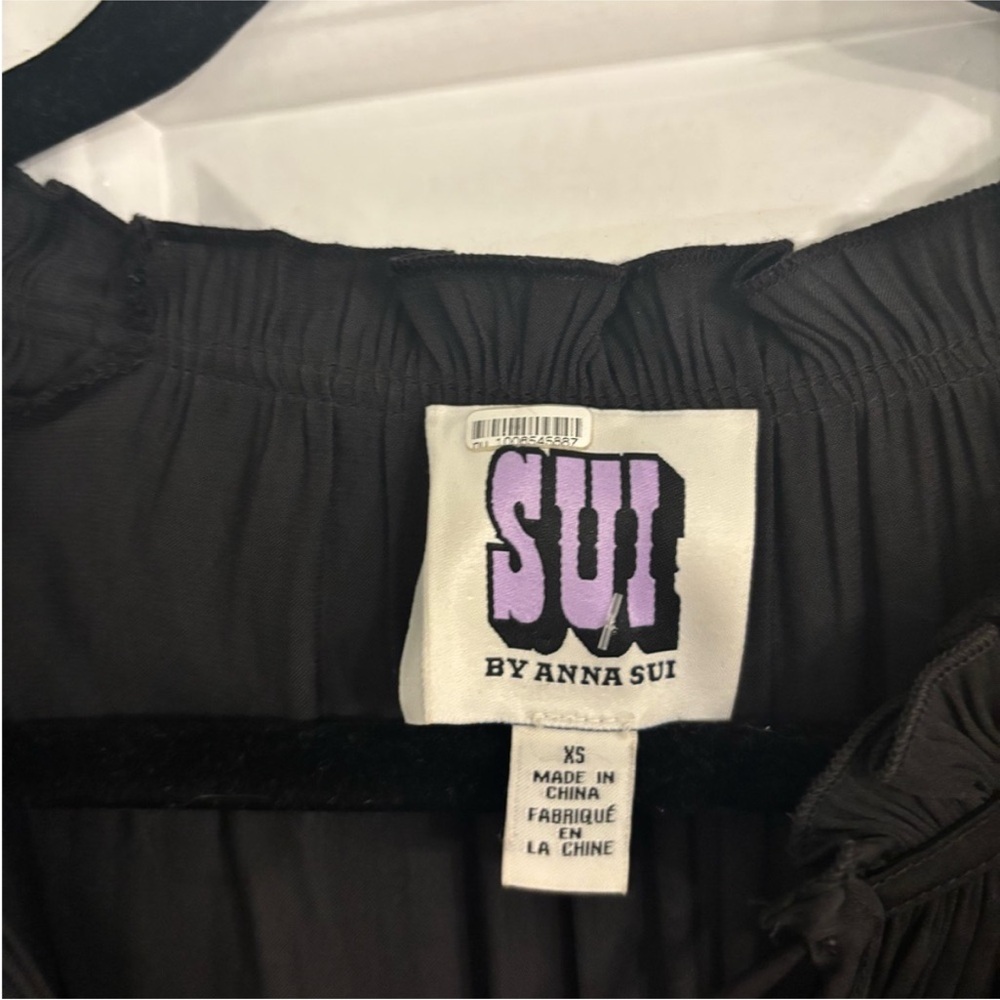 Anna Sui Black Ruffled Dress with Bow - Picture 8 of 8